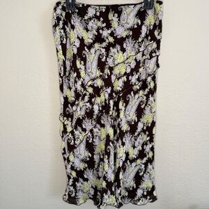 Vintage Womens 16 Silk Fairy Slip Skirt Brown Ruffle Boho Ethereal Earthy Y2K